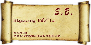 Styaszny Béla névjegykártya