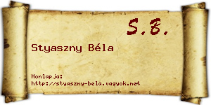 Styaszny Béla névjegykártya